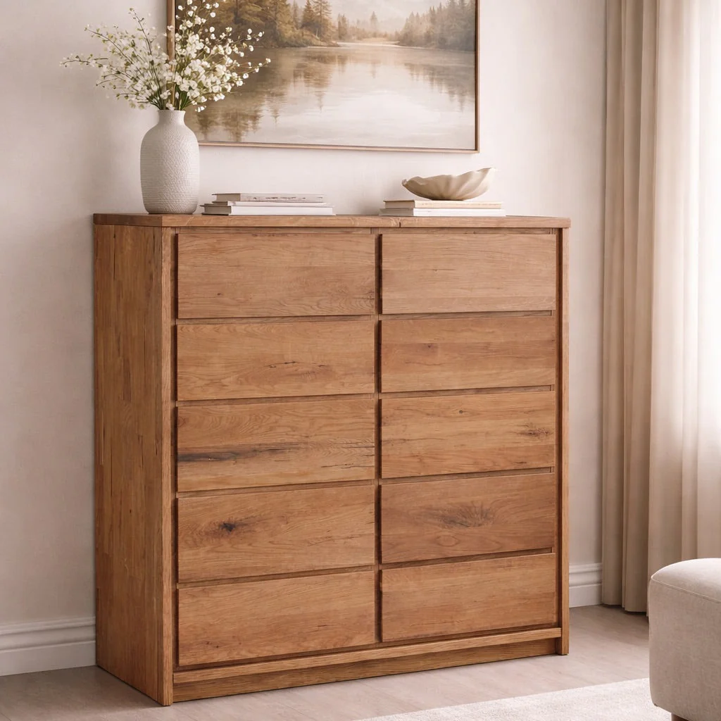 Hoge dressoir van massief Oregon-eikenhout 1.5 | NordicStory