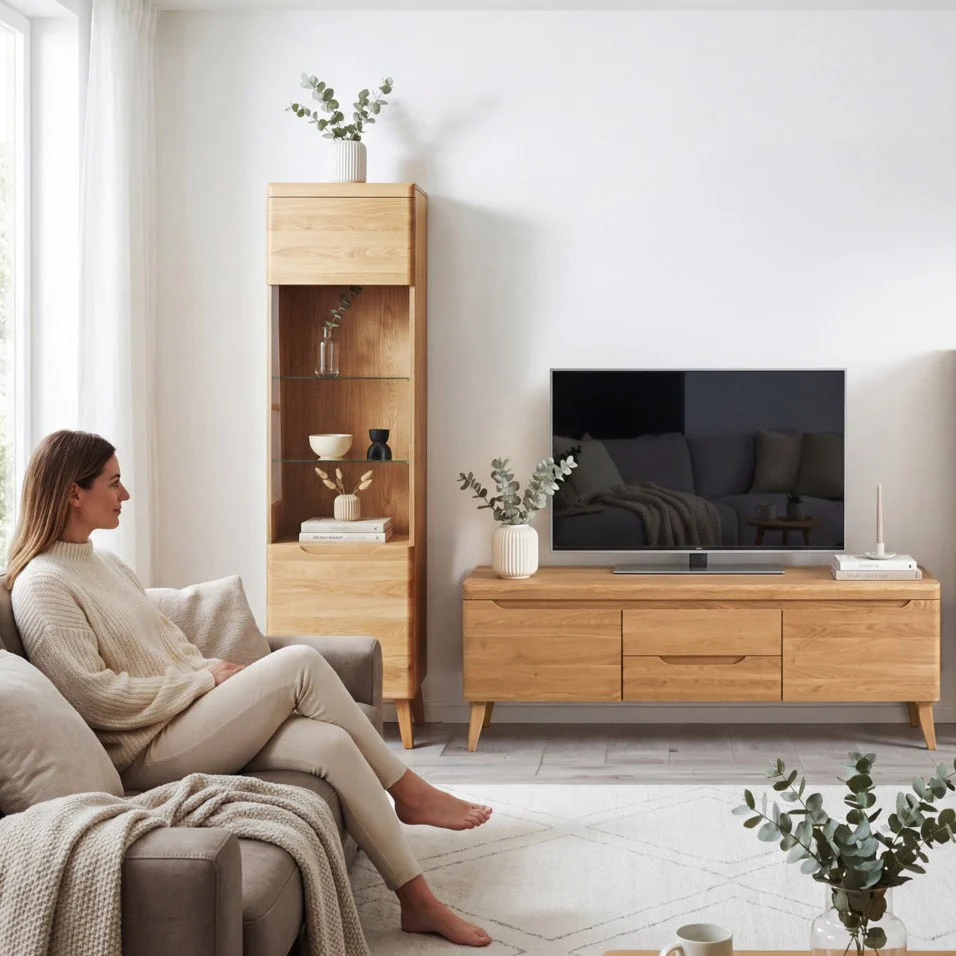 Vitrinekast van massief eikenhout Milan 1 | NordicStory - Image 3