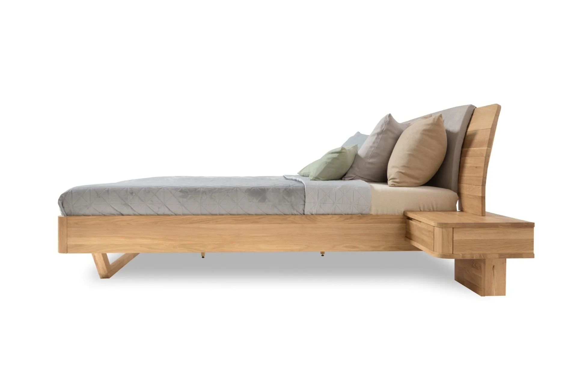 Massief eikenhouten bed met vastgebouwde nachtkastjes ALINA | NordicStory - Image 11