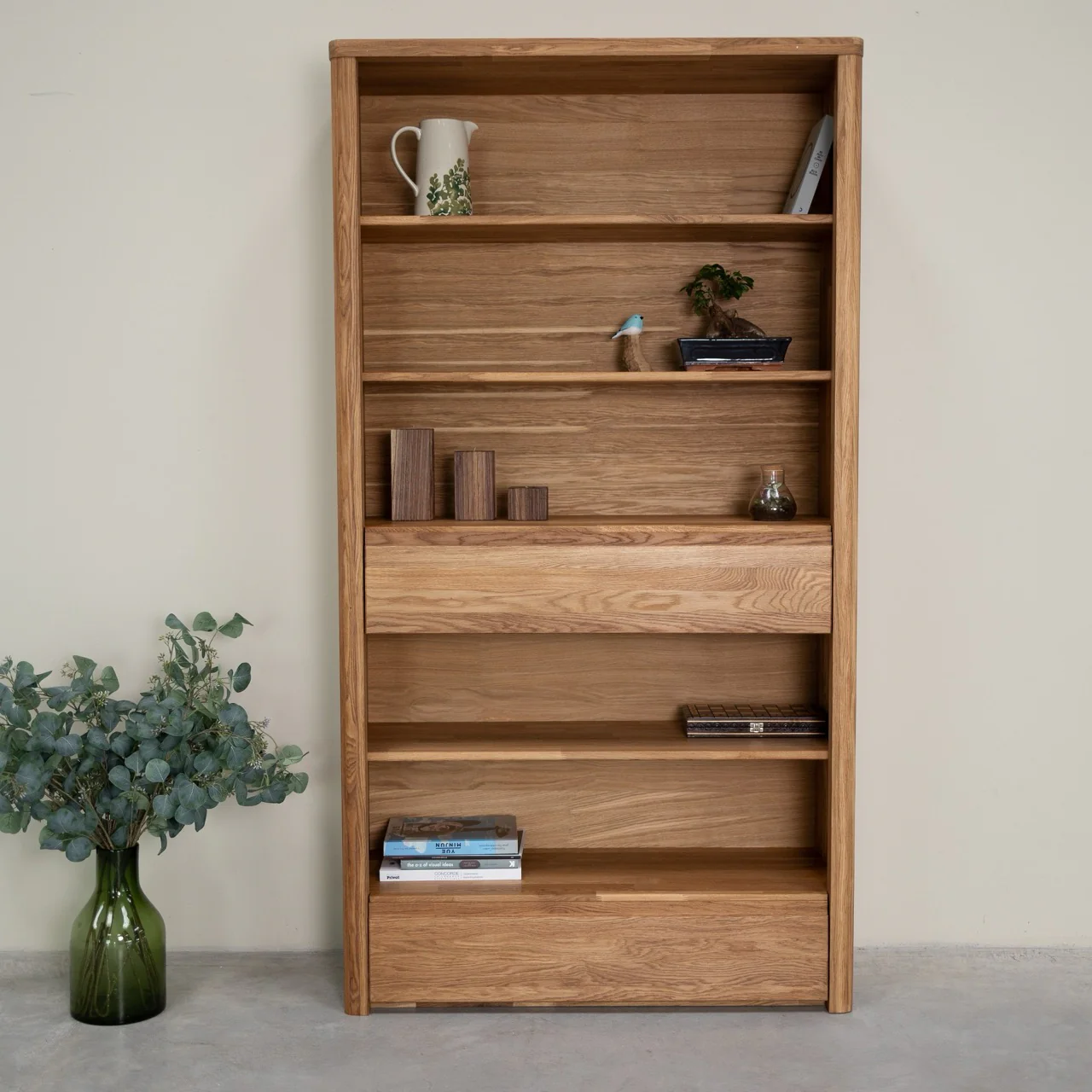 Boekenkast Wandrek met 2 lades van massief eikenhout Elsa 2 | NordicStory - Image 3