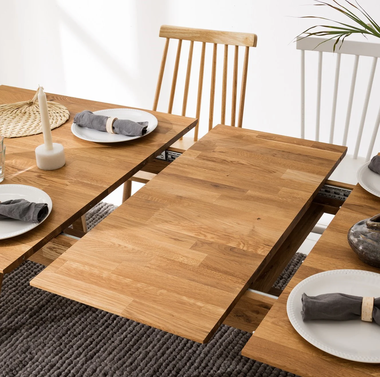 Rechthoekige uitschuifbare eettafel in massief eiken Escandi | NordicStory - Image 2