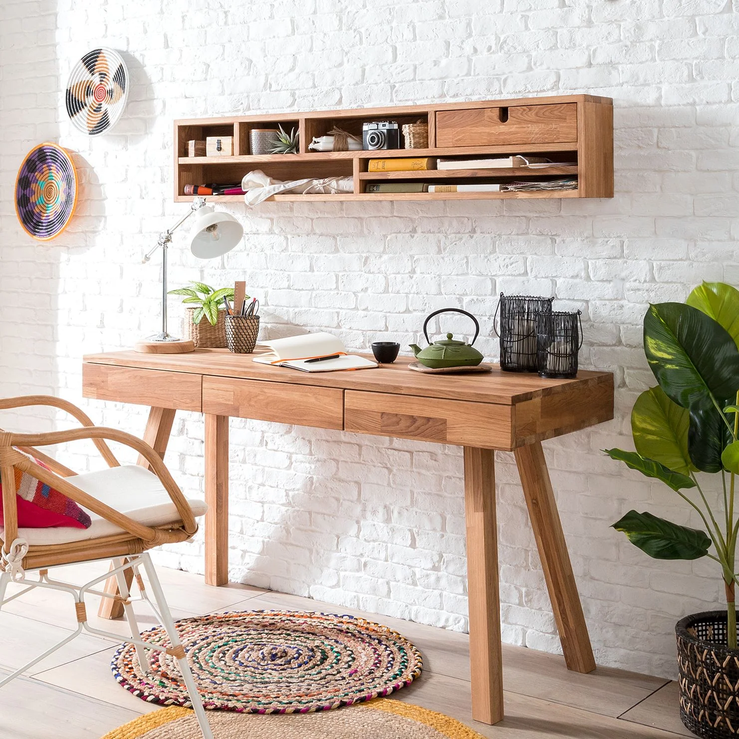 Einstein 2 massief eikenhouten bureau met zwevend boekenrek | NordicStory - Image 10