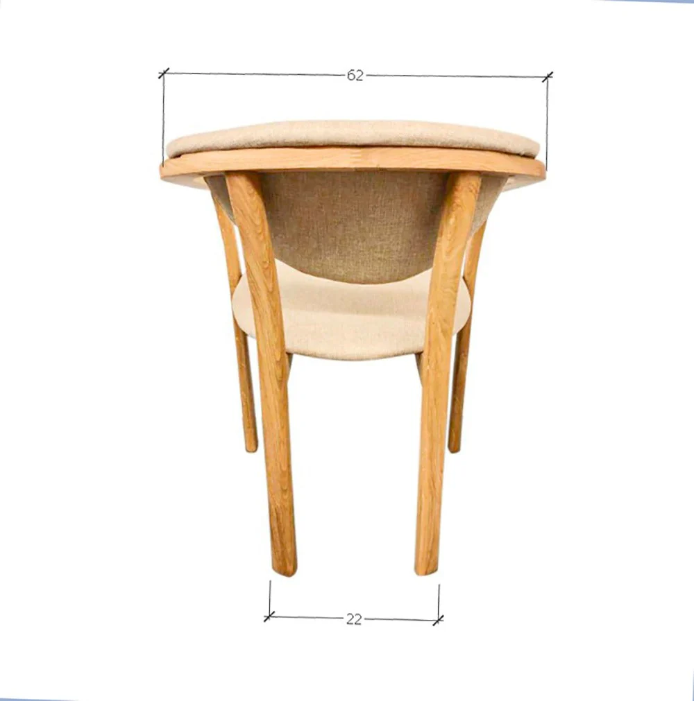 Set van 2 of 4 Alexis eetkamerstoelen, frame van massief eiken, bekleding beige | NordicStory - Image 11