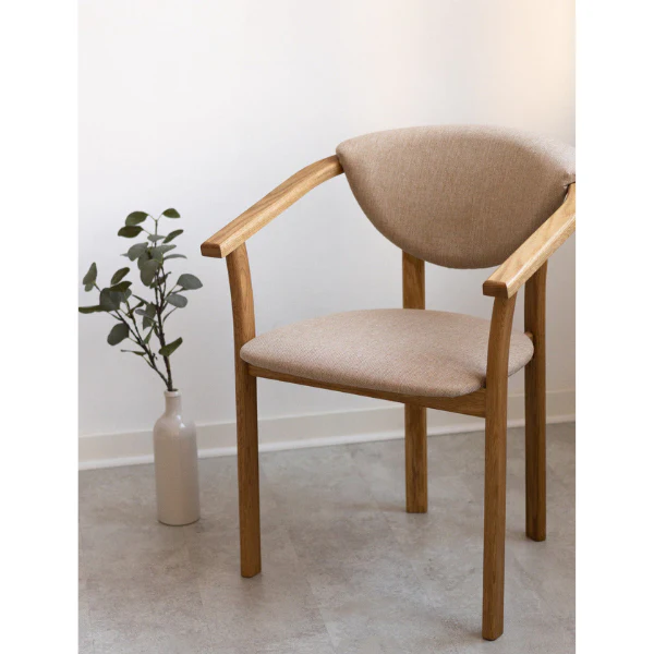 Set van 2 of 4 Alexis eetkamerstoelen, frame van massief eiken, bekleding beige | NordicStory - Image 7