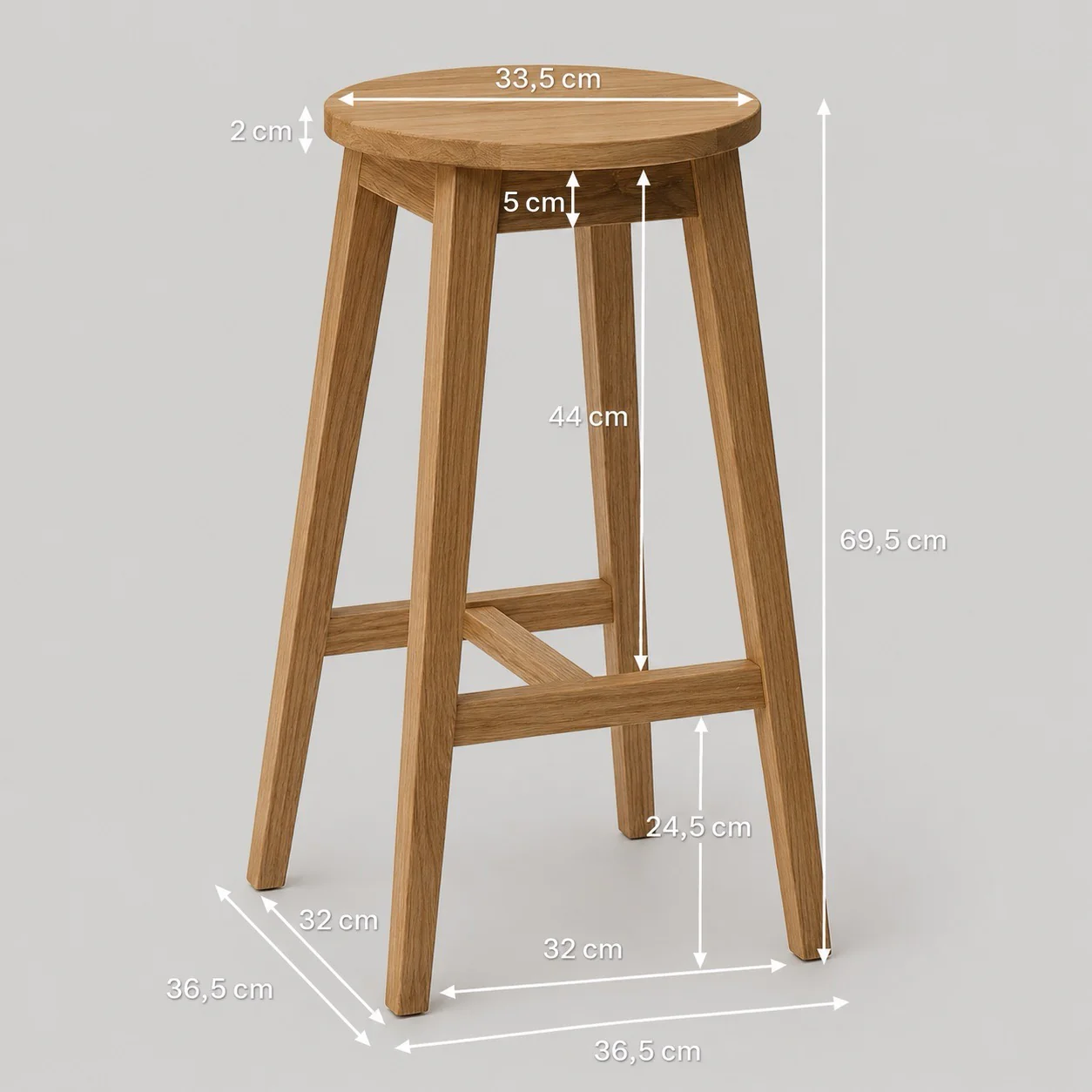 Set van 2 barstoelen van massief eikenhout Diana | NordicStory - Image 3