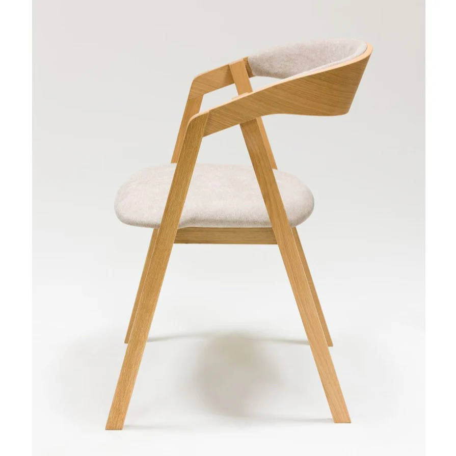 Set van 2 of 4 Knut-eetkamerstoelen van massief eikenhout, bekleed in beige/antracietgrijs | NordicStory - Image 13